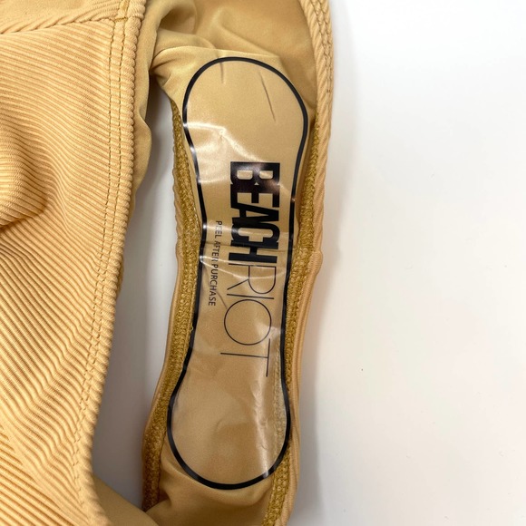 Beach Riot Celine Ribbed One Piece Bathing Suit In Golden Sands Small New - Picture 11 of 11